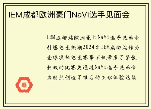 IEM成都欧洲豪门NaVi选手见面会