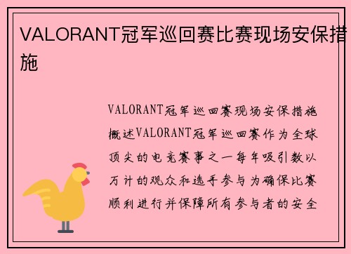 VALORANT冠军巡回赛比赛现场安保措施